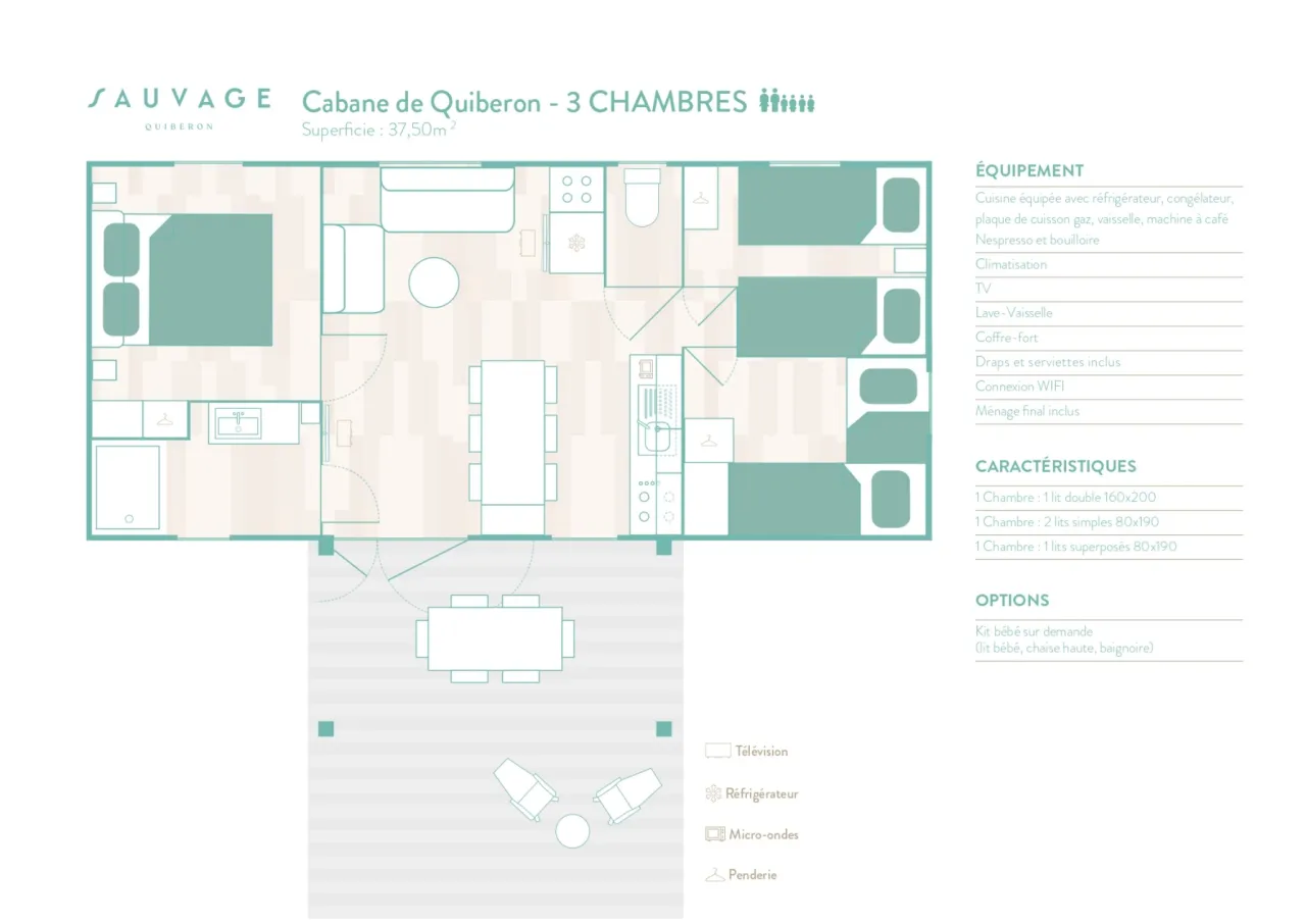 Plan 3 CHAMBRES - modèle toit plat